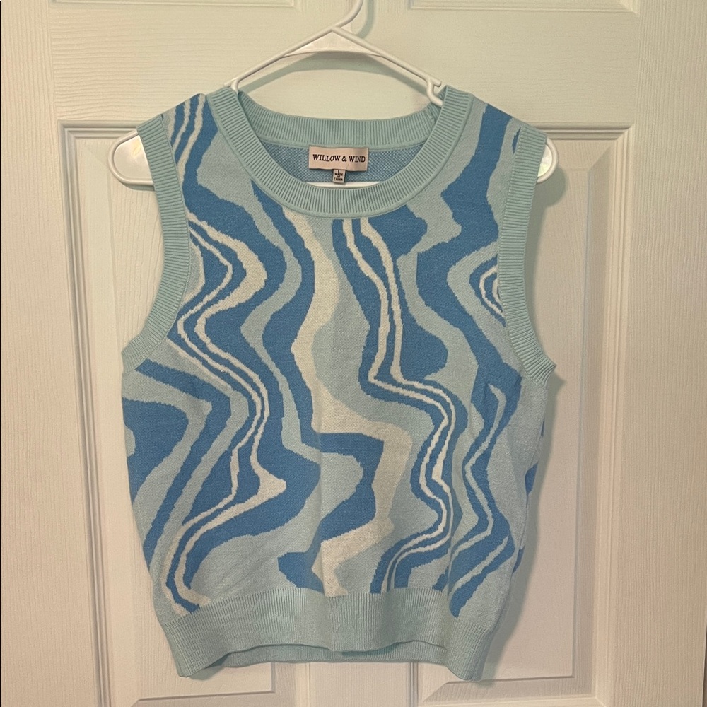 Willow & Wren Blue Wave Knit Sweater Vest